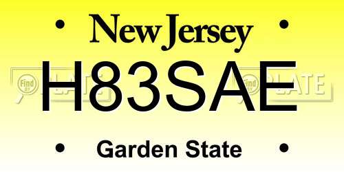 H83SAE New Jersey License Plate