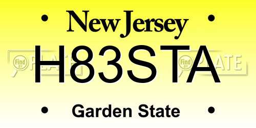 H83STA New Jersey License Plate