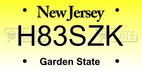 H83SZK New Jersey License Plate