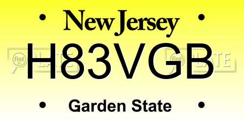 H83VGB New Jersey License Plate
