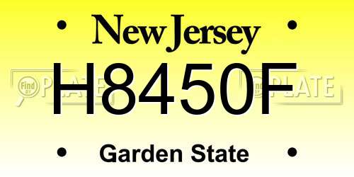 H8450F New Jersey License Plate