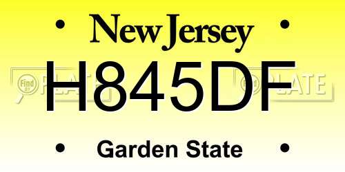 H845DF New Jersey License Plate