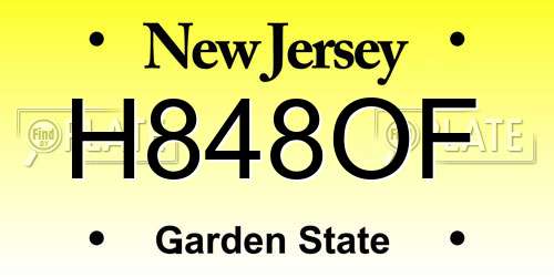 H848OF New Jersey License Plate