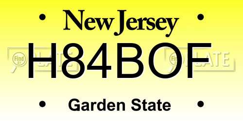 H84BOF New Jersey License Plate
