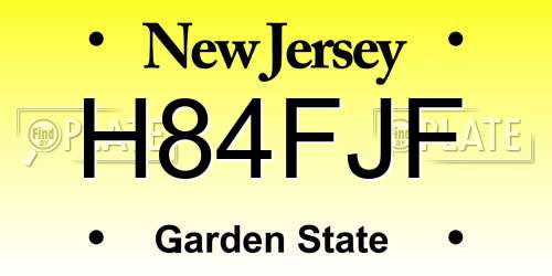 H84FJF New Jersey License Plate