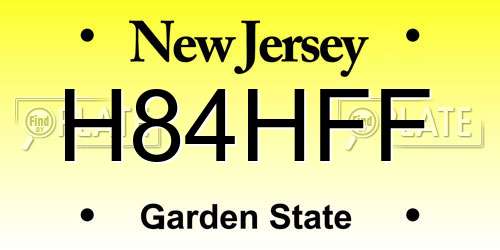 H84HFF New Jersey License Plate