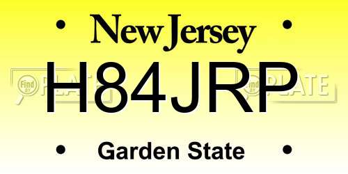 H84JRP New Jersey License Plate