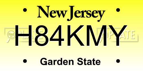 H84KMY New Jersey License Plate