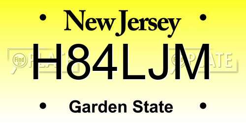 H84LJM New Jersey License Plate