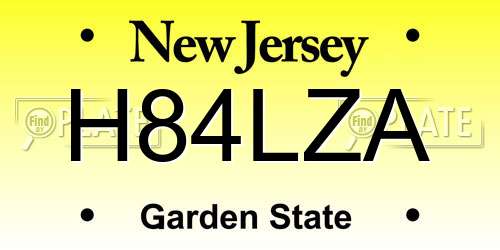 H84LZA New Jersey License Plate