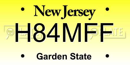 H84MFF New Jersey License Plate