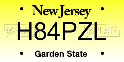 H84PZL New Jersey License Plate