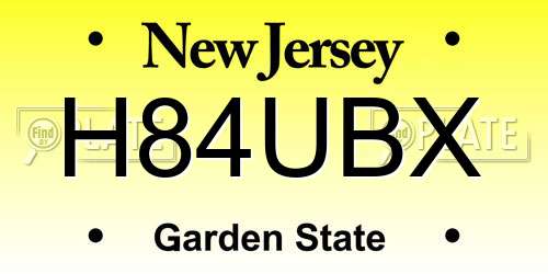H84UBX New Jersey License Plate