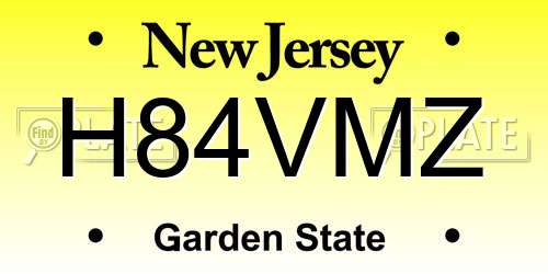H84VMZ New Jersey License Plate