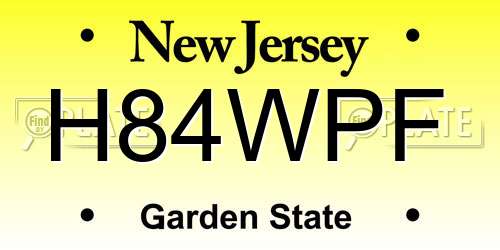 H84WPF New Jersey License Plate
