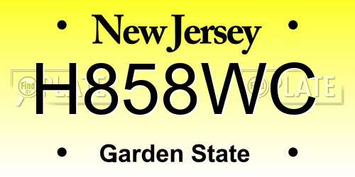 H858WC New Jersey License Plate
