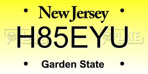 H85EYU New Jersey License Plate