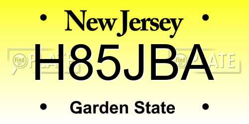 H85JBA New Jersey License Plate