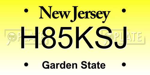 H85KSJ New Jersey License Plate