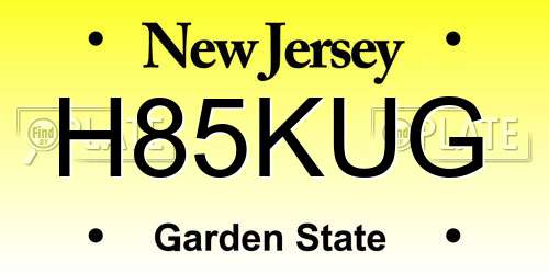 H85KUG New Jersey License Plate