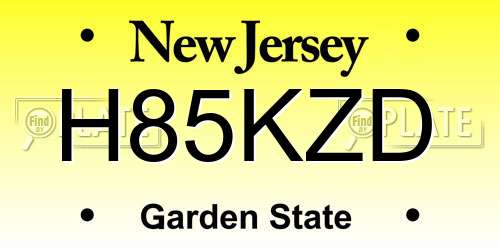 H85KZD New Jersey License Plate