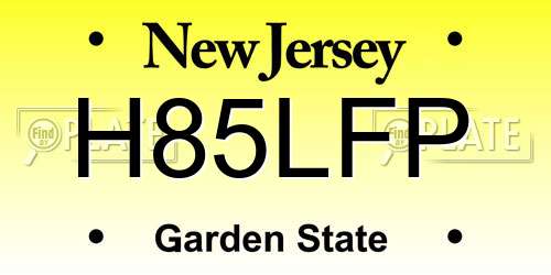 H85LFP New Jersey License Plate