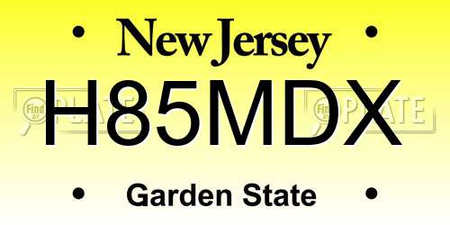 H85MDX New Jersey License Plate