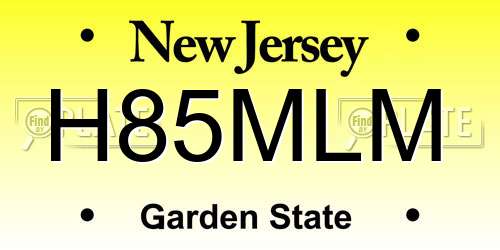 H85MLM New Jersey License Plate