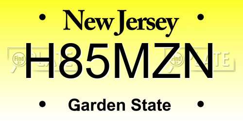 H85MZN New Jersey License Plate