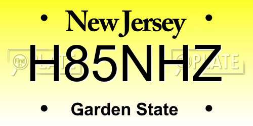 H85NHZ New Jersey License Plate