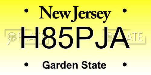 H85PJA New Jersey License Plate