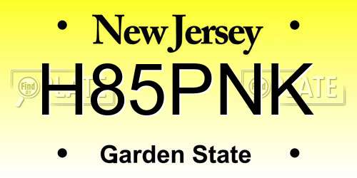 H85PNK New Jersey License Plate