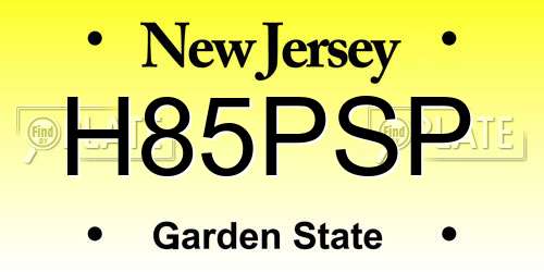 H85PSP New Jersey License Plate