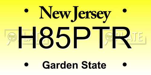 H85PTR New Jersey License Plate