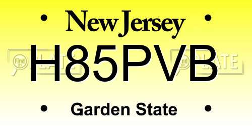 H85PVB New Jersey License Plate