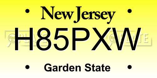 H85PXW New Jersey License Plate