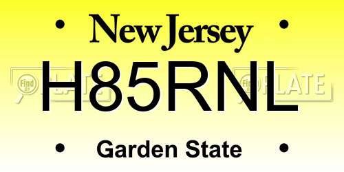 H85RNL New Jersey License Plate