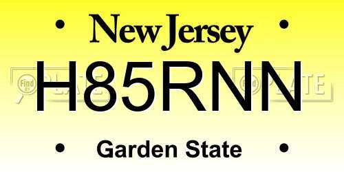 H85RNN New Jersey License Plate
