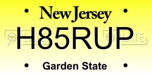 H85RUP New Jersey License Plate