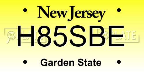 H85SBE New Jersey License Plate