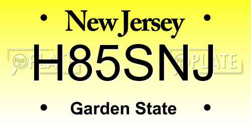 H85SNJ New Jersey License Plate
