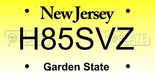 H85SVZ New Jersey License Plate