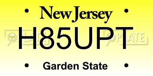 H85UPT New Jersey License Plate