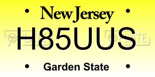 H85UUS New Jersey License Plate