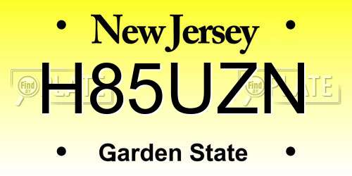 H85UZN New Jersey License Plate