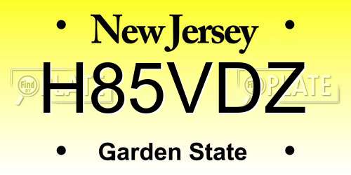 H85VDZ New Jersey License Plate