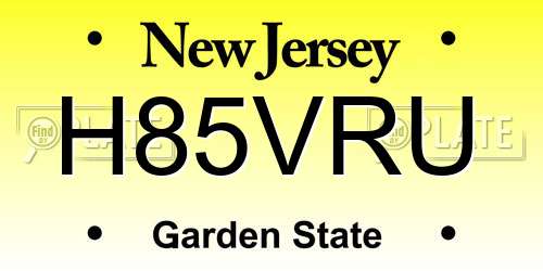 H85VRU New Jersey License Plate
