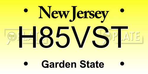 H85VST New Jersey License Plate