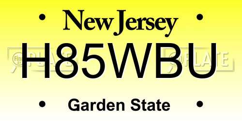 H85WBU New Jersey License Plate