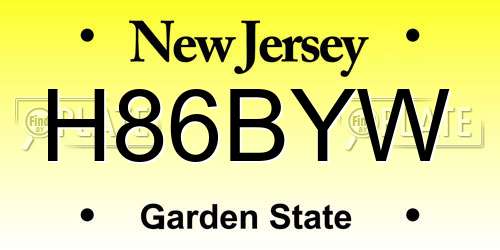 H86BYW New Jersey License Plate